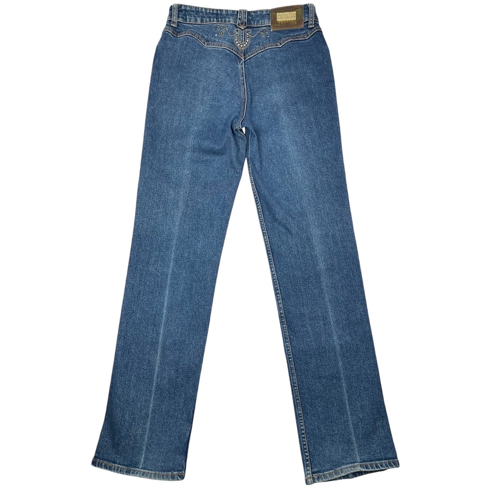 Lawman Western Rhinestone Jeans Bootcut High Rise Women's Sz 29x32 Cowgirl Rodeo - Picture 4 of 12